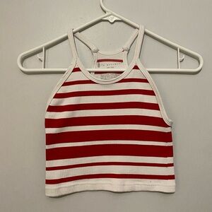 XS White and red cropped tank top